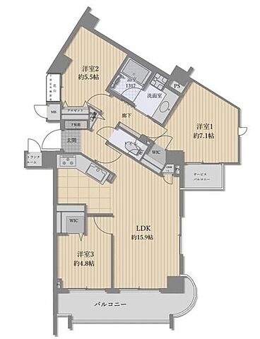 間取り 小田急コアロード新百合ヶ丘南壱番館 3階/-