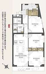 東戸塚マンション 3LDKの間取図画像