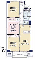 三ツ沢ハイタウン3号棟 3LDKの間取図画像