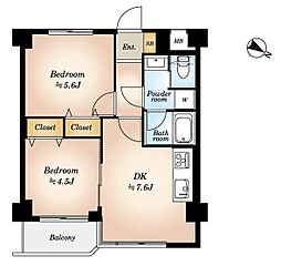 セザール鶴見 2DKの間取図画像