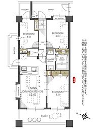 ビッグヴァン磯子汐見台 3LDKの間取図画像