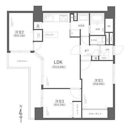 3LDK 間取り