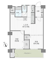 峰沢団地5号棟 2LDKの間取図画像