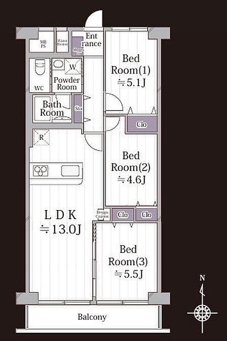 3LDK 間取り