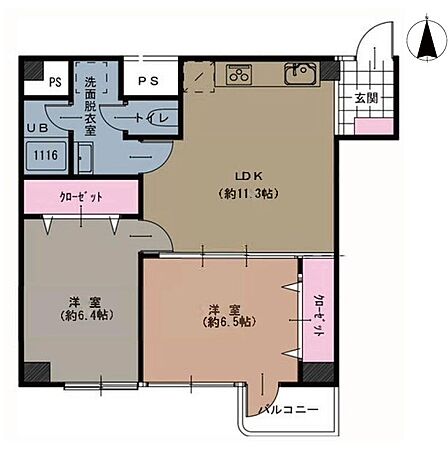 2LDK 間取り