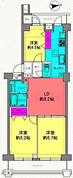戸塚グリーンヒルB棟 3LDKの間取図画像