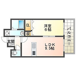 クレリジェール 1LDKの間取図画像