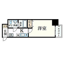ダイドーメゾン神戸元町 1Kの間取図画像