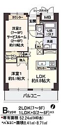 ヴィラ・淀川 2DKの間取図画像