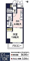 アーバネス淀川 1DKの間取図画像