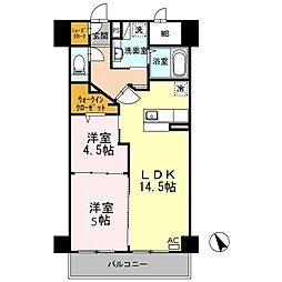 COCOMARINI 2LDKの間取図画像