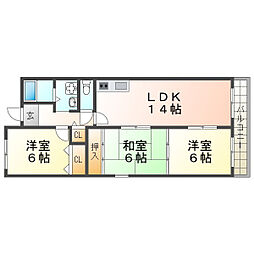 サザンフィールド 3LDKの間取図画像