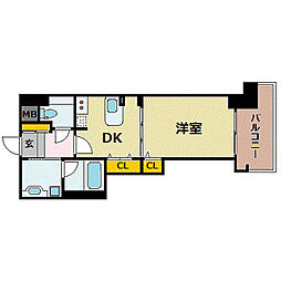インペリアル新神戸 1DKの間取図画像