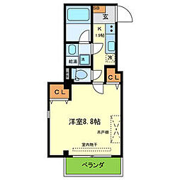 ドエル芦屋WEST 1Kの間取図画像