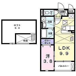 カーサデカローレ 1LDKの間取図画像