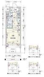 プレサンスジェネ新神戸ステーションフロント 1Kの間取図画像