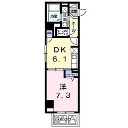 treshojas稲葉荘 1DKの間取図画像