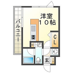 ブリストル ワンルームの間取図画像