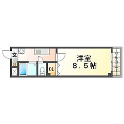 シャンブル甲東園 1Kの間取図画像