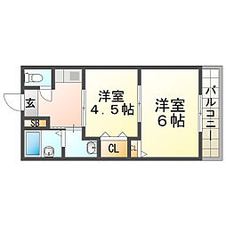 FM城ケ堀 2Kの間取図画像