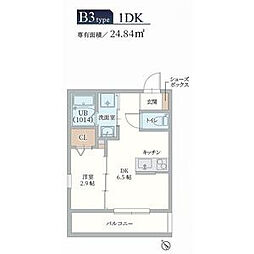 GAZELLE NOAH尼崎尾浜II 1DKの間取図画像