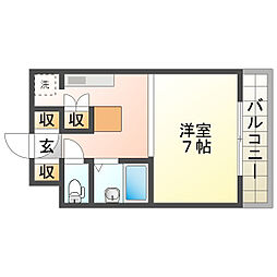 ペアコート仁川 1Kの間取図画像