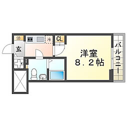 エス・キュート尼崎2 1Kの間取図画像