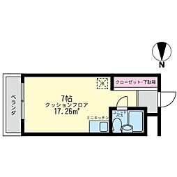 ハイツ衣笠 ワンルームの間取図画像