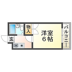 ジョイ甲子園 1Kの間取図画像
