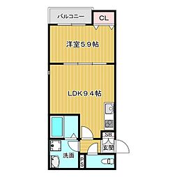 RITZ COURT塚口 1LDKの間取図画像