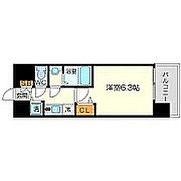 アドバンス新大阪ウエストゲート 1Kの間取図画像