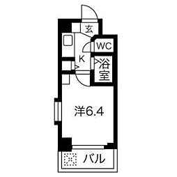Fr.imp大阪三国 1Kの間取図画像