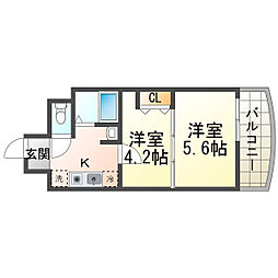 プレステージ立花 2Kの間取図画像