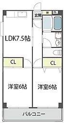 シャトー玉川第1 2LDKの間取図画像