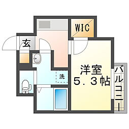 フォーリアライズ昭和南通1 1Kの間取図画像