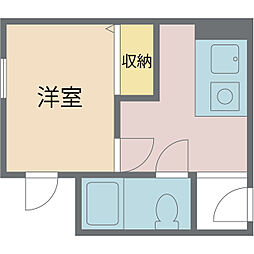 六龍苑岡町 1Kの間取図画像