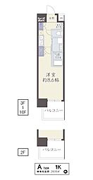 インベスト塚口エスフロント 1Kの間取図画像