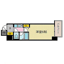 エスリード三宮第3 1Kの間取図画像