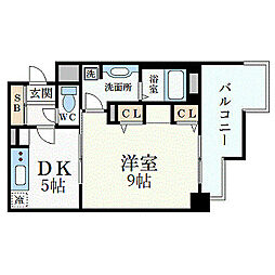 プレジール三ノ宮 1DKの間取図画像
