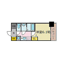 プレサンス新大阪ザ・シティ 1Kの間取図画像