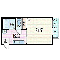 ブロスハイツ住吉 1Kの間取図画像