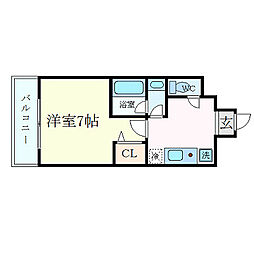 CITYSPIRE神戸元町1 1Kの間取図画像