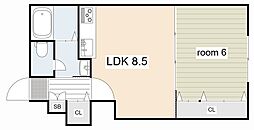 フローラ西宮北口 1LDKの間取図画像