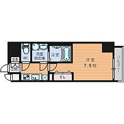 レジュールアッシュ北大阪GRANDSTAGE 1Kの間取図画像