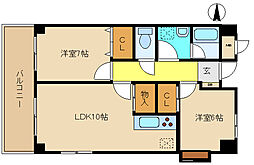 ラファミリア豊中 2LDKの間取図画像