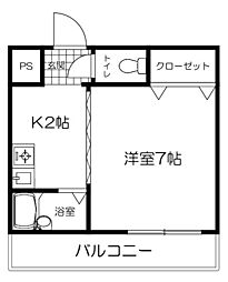 ネオセレス壱番館 1Kの間取図画像