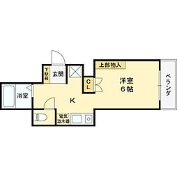 ロッコーガーデンホームズ ワンルームの間取図画像