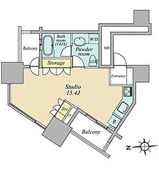 高輪ザ・レジデンスタワー棟 ワンルームの間取図画像