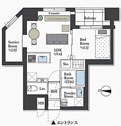 プレサンス本駒込アカデミア 1SLDKの間取図画像