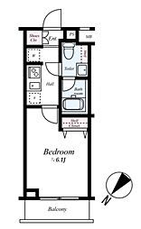 プレール・ドゥーク下丸子 1Kの間取図画像